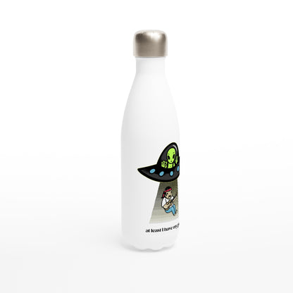 Guitarist Alien Abduction - White 17oz Stainless Steel Water Bottle White Water Bottle Music Sci Fi