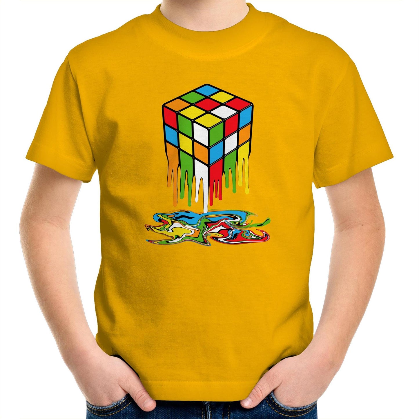 Melting Game Cube - Kids Youth T-shirt Gold Kids Youth T-shirt Games