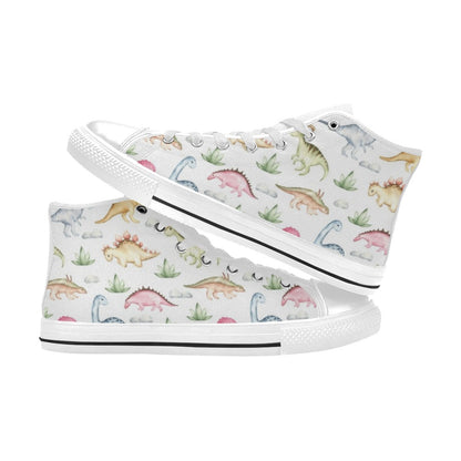 Dinosaur Garden - Kids' High Top Canvas Shoes