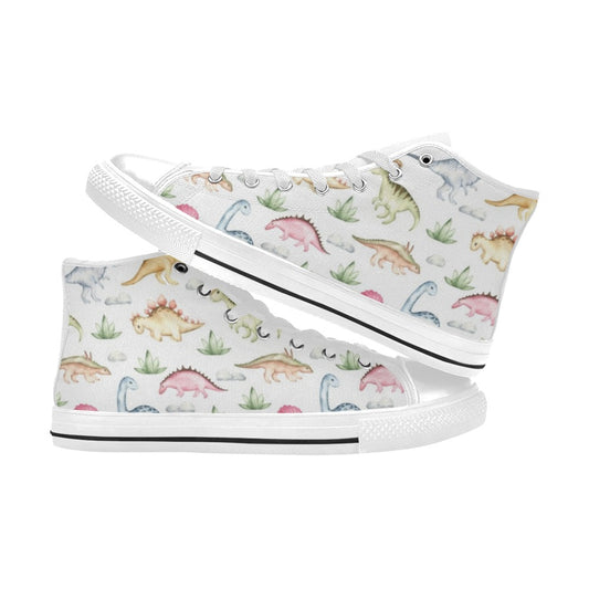 Dinosaur Garden - Kids' High Top Canvas Shoes