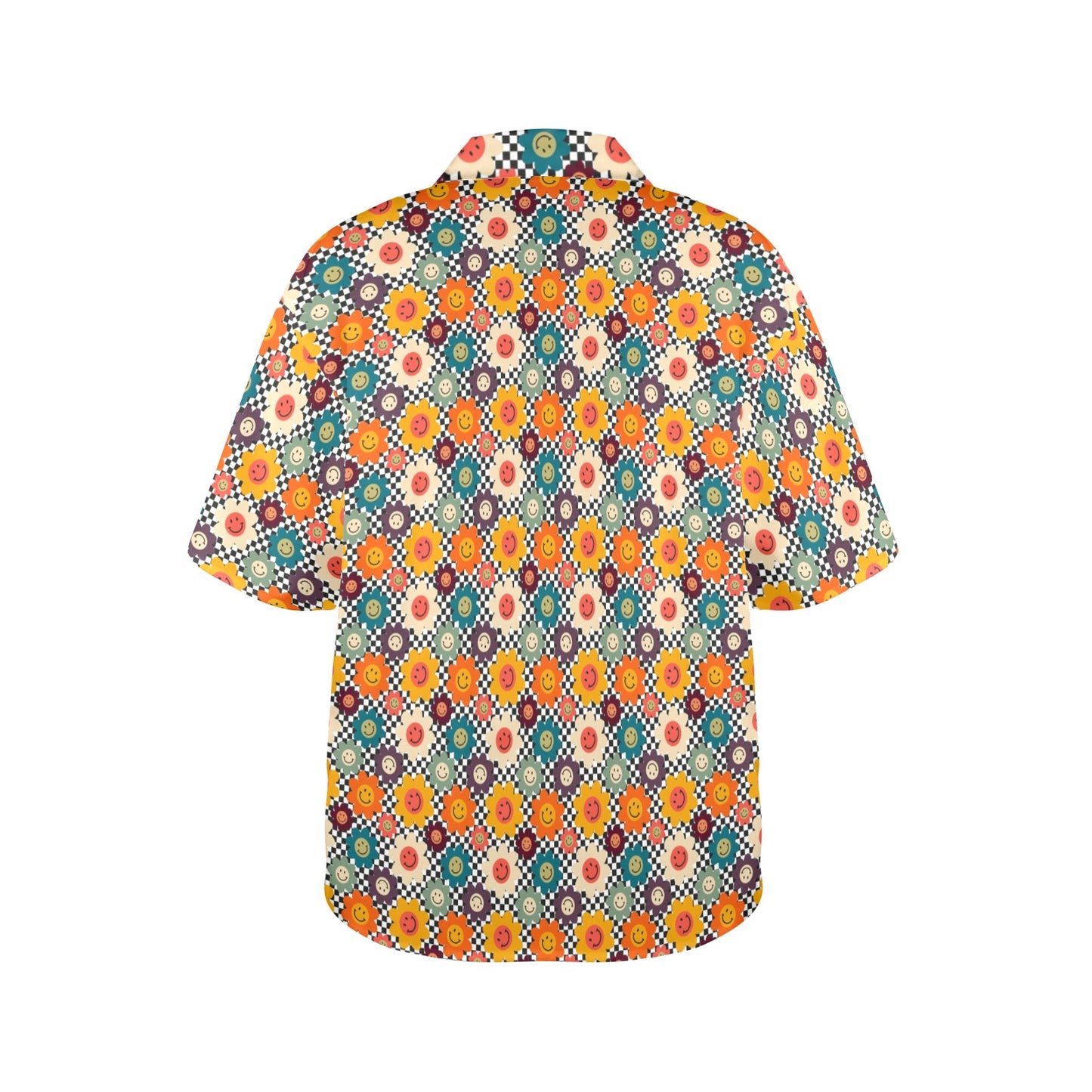 Happy Retro Flowers - Womens Hawaiian Shirt