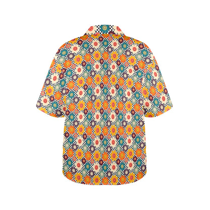 Happy Retro Flowers - Womens Hawaiian Shirt