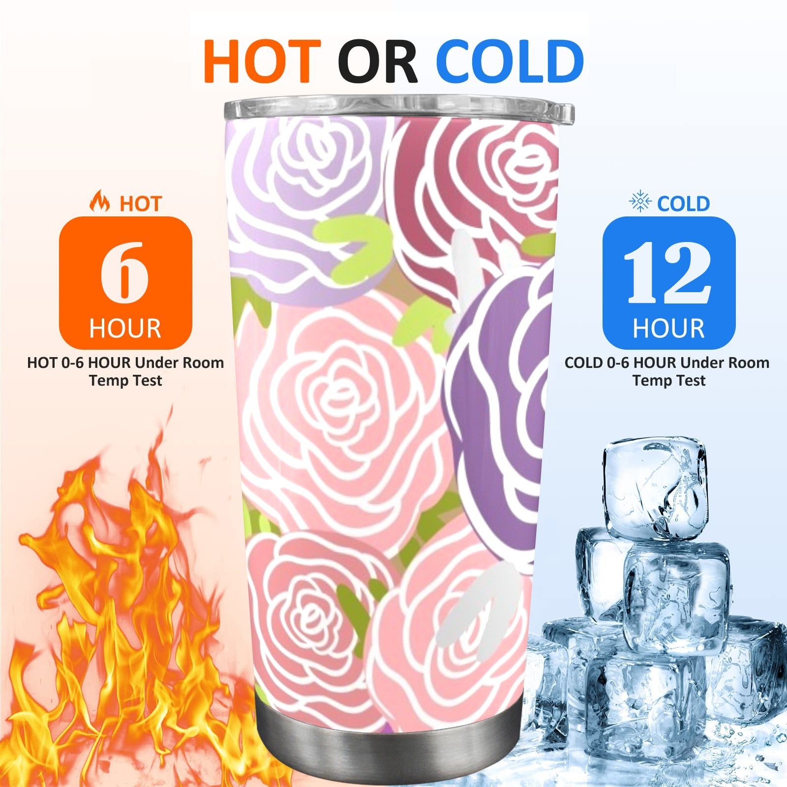 Abstract Roses - 20oz Travel Mug with Clear Lid Clear Lid Travel Mug Plants Printed Offshore