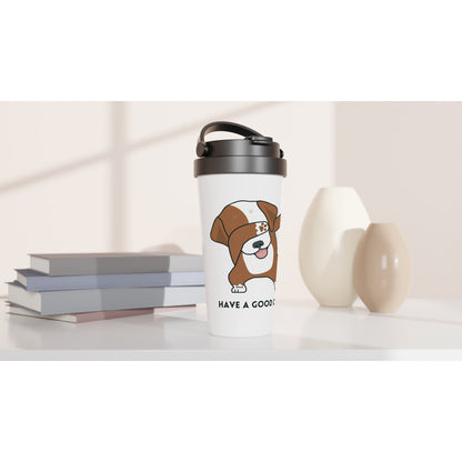 Dab Step Dog, Have A Good Day - White 15oz Stainless Steel Travel Mug Travel Mug animal