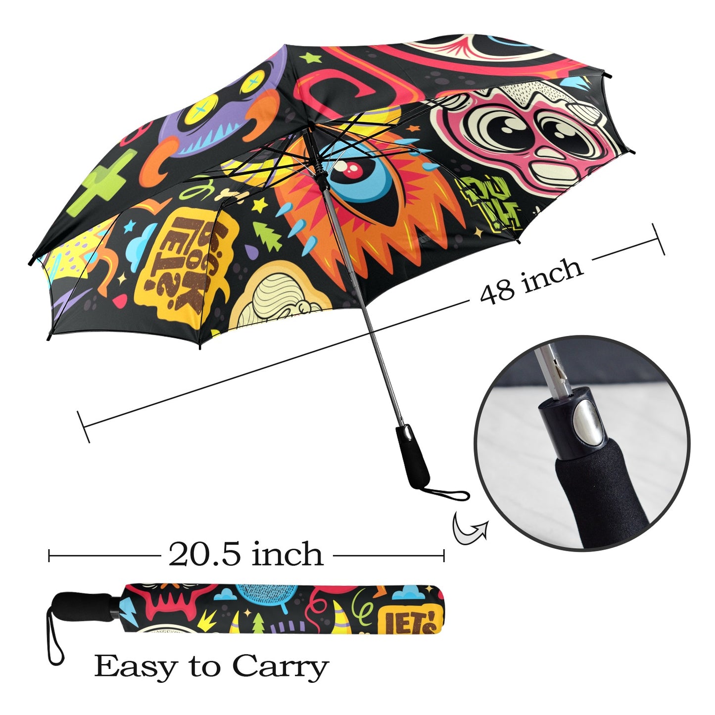 Monster Kids - Semi-Automatic Foldable Umbrella Semi-Automatic Foldable Umbrella Printed Offshore