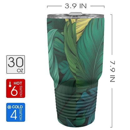 Tropical Leaves - 30oz Insulated Stainless Steel Mobile Tumbler