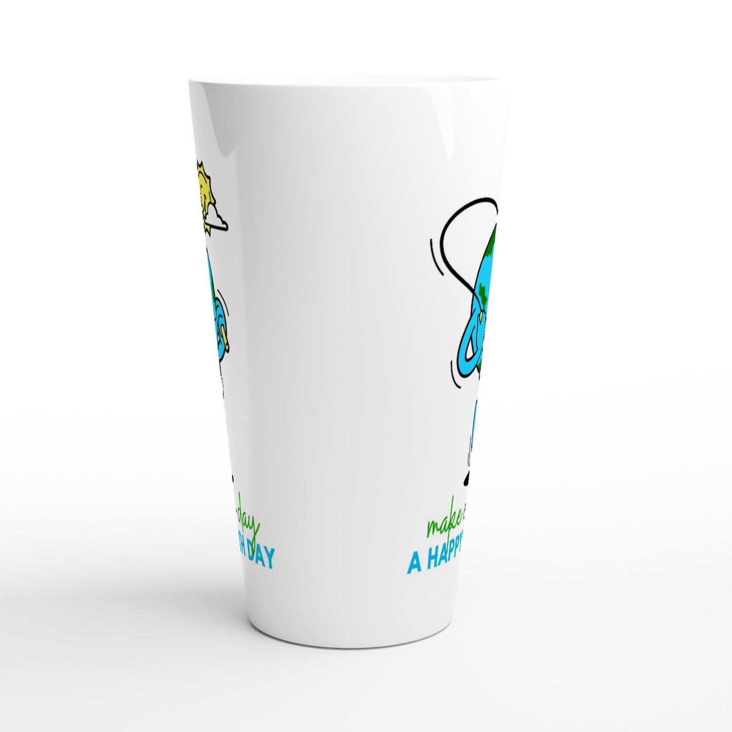 Make Every Day A Happy Earth Day - White Latte 17oz Ceramic Mug Latte Mug Environment