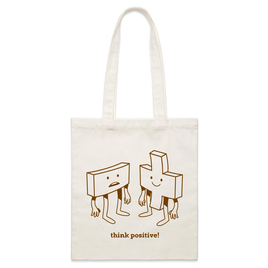 Think Positive, Plus And Minus - Parcel Canvas Tote Bag Default Title Parcel Tote Bag Maths Motivation