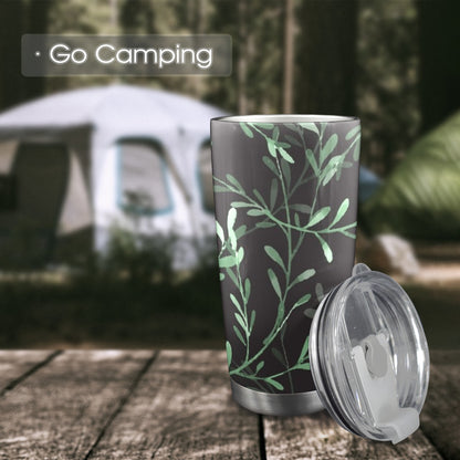 Delicate Leaves - 20oz Travel Mug with Clear Lid Clear Lid Travel Mug Plants Printed Offshore