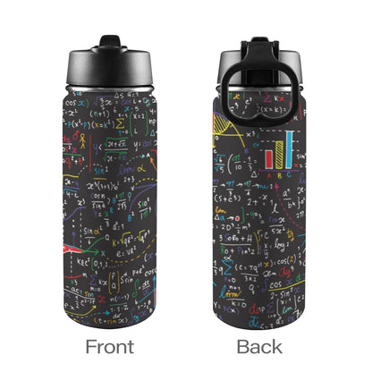 Colourful Maths Formulas - Insulated Water Bottle with Straw Lid (18oz) Insulated Water Bottle with Swing Handle