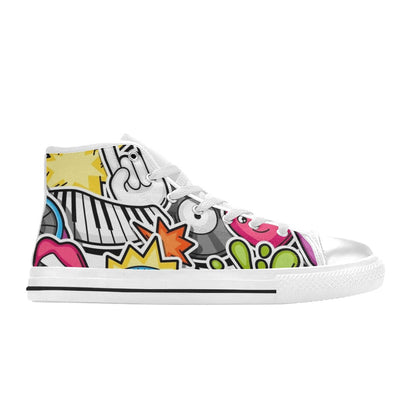 Sticker Music - Men's High Top Canvas Shoes