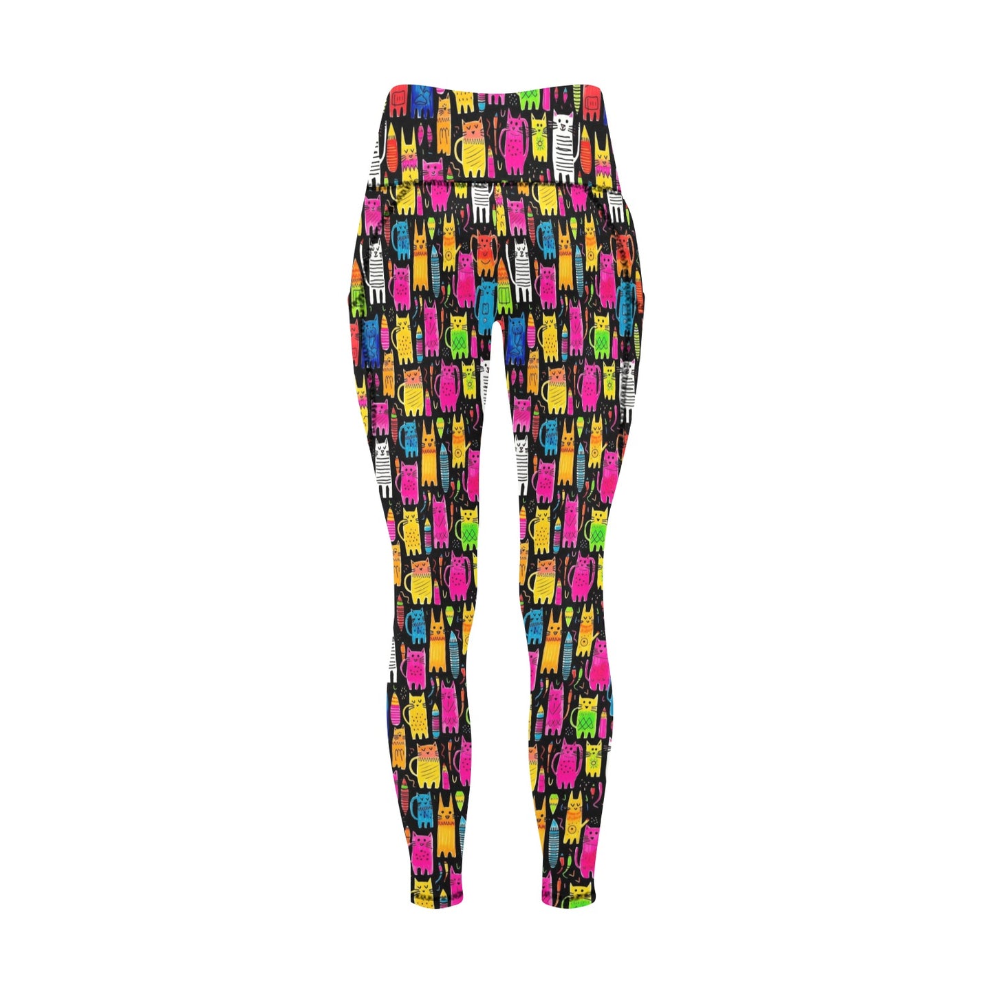 Colourful Cats - Women's All Over Print Leggings with Pockets