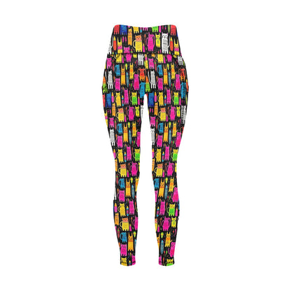 Colourful Cats - Women's All Over Print Leggings with Pockets