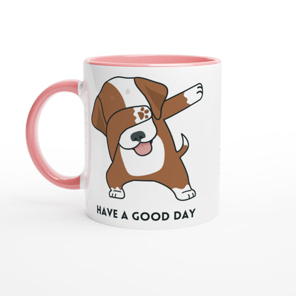 Dab Step Dog - White 11oz Ceramic Mug with Colour Inside Ceramic Pink Colour 11oz Mug animal