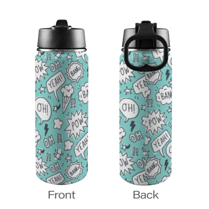 Comic Book Speech Bubbles - Insulated Water Bottle with Straw Lid (18oz) Insulated Water Bottle with Swing Handle Printed Offshore