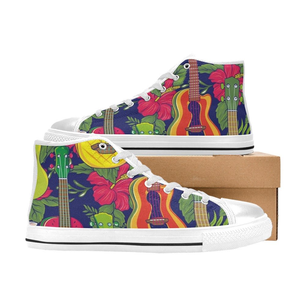 Ukulele - Men's High Top Canvas Shoes