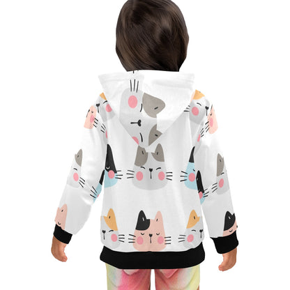 Cat Faces - Junior Girls Zip Up Hoodie