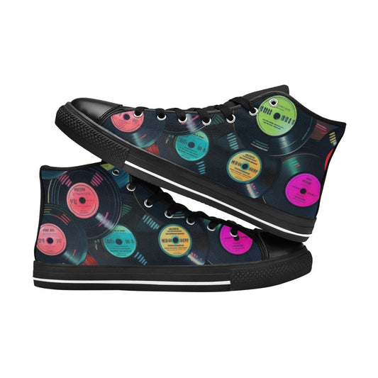 Retro Vinyl Records - Women's High Top Canvas Shoes