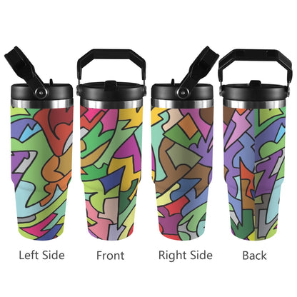 Bright Abstract - 30oz Tumbler with Top Handle