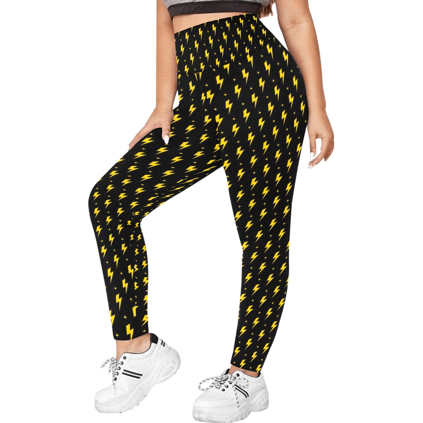 Yellow Lightning - Womens High Waist Leggings (Sizes 16-22)