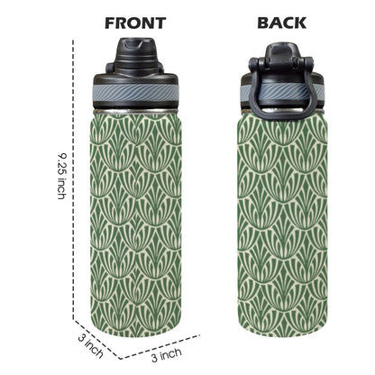 Green Pattern - Insulated Water Bottle with Dual-Use Lid (18oz) Insulated Water Bottle with Dual-Use Lid (18oz) Printed Offshore