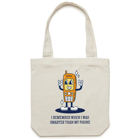 I Remember When I Was Smarter Than My Phone - Canvas Tote Bag Default Title Tote Bag Retro Tech
