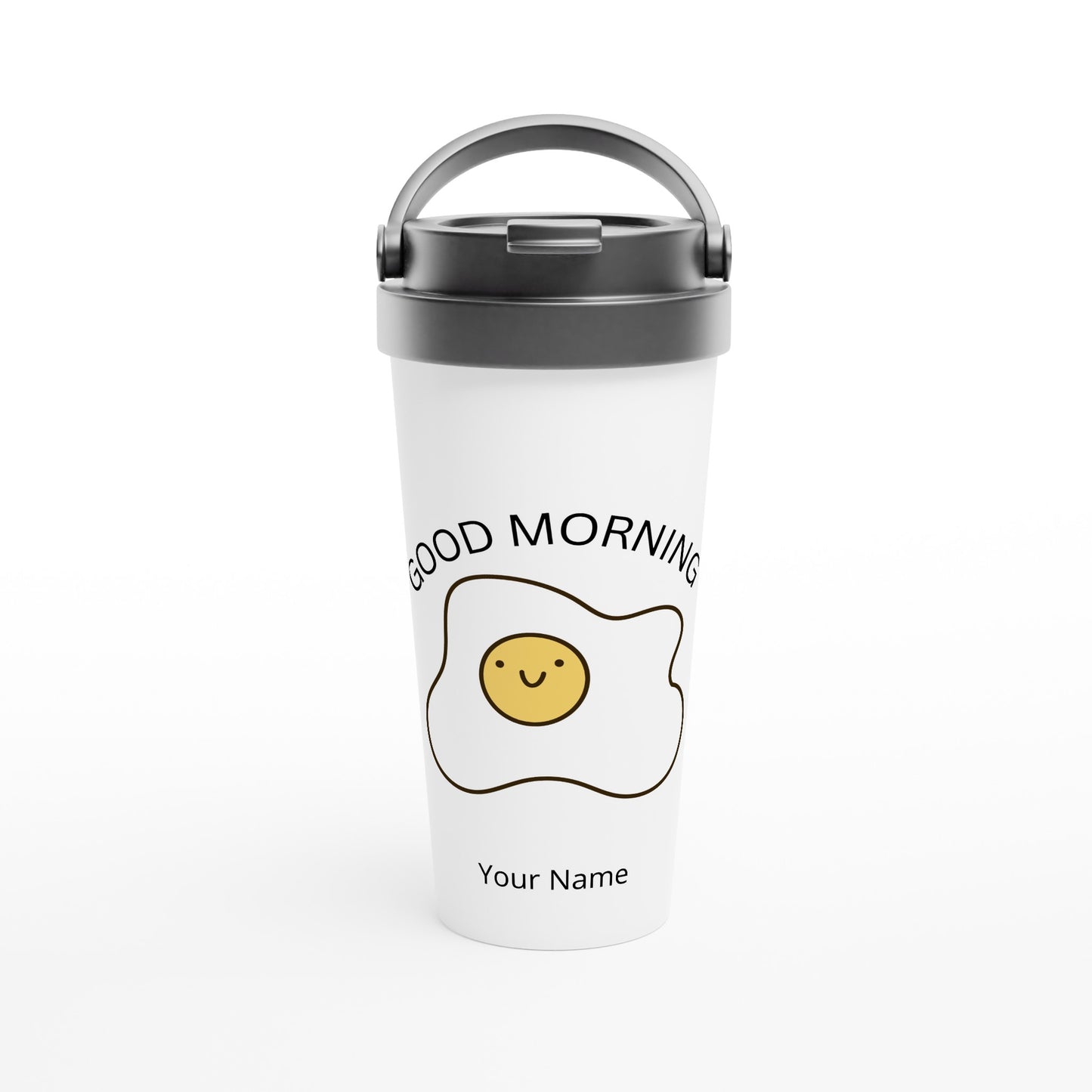 Personalised - Egg, Good Morning - White 15oz Stainless Steel Travel Mug Default Title Personalised Travel Mug funny