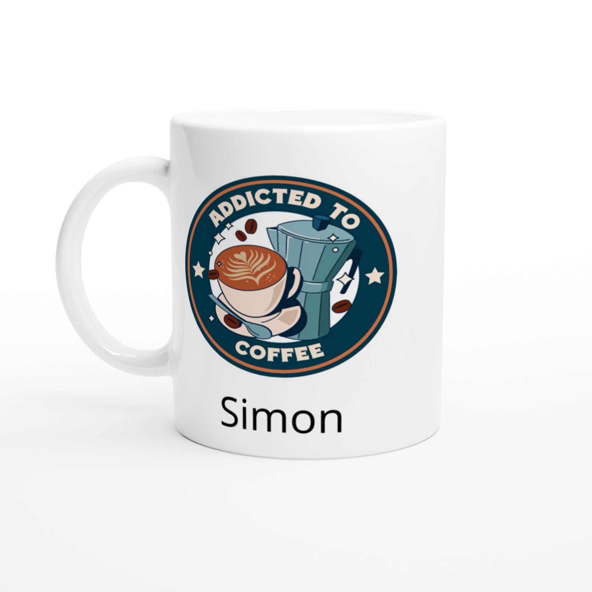 Personalise - Addicted To Coffee - White 11oz Ceramic Mug Default Title Personalised Mug Coffee customise Globally Fulfilled personalise