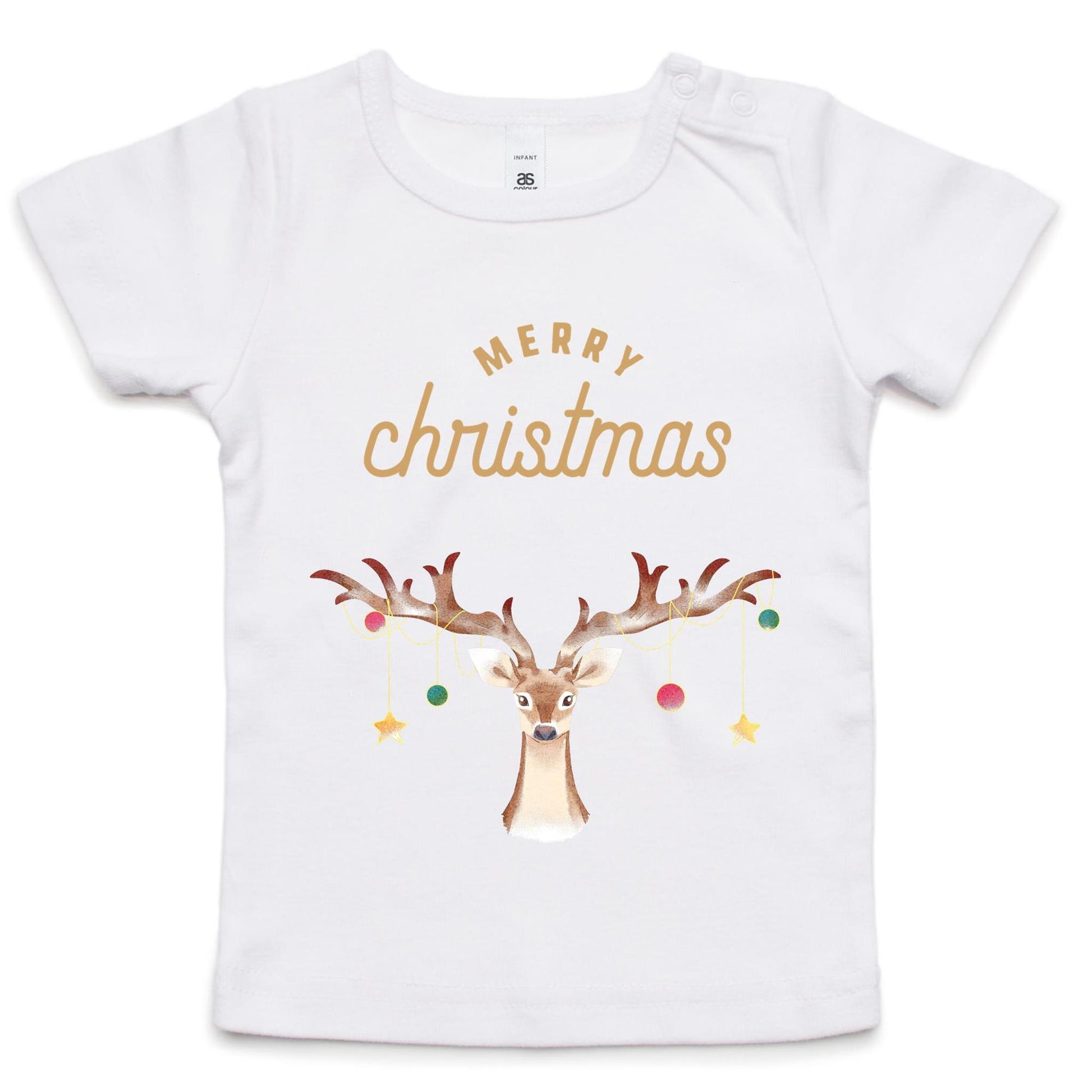 Merry Christmas Reindeer - Baby T-shirt White Christmas Baby T-shirt Merry Christmas