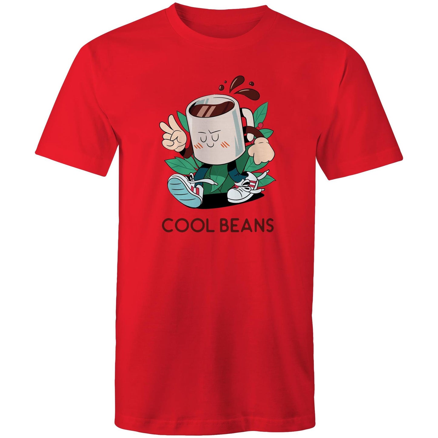 Cool Beans - Mens T-Shirt Red Mens T-shirt Coffee