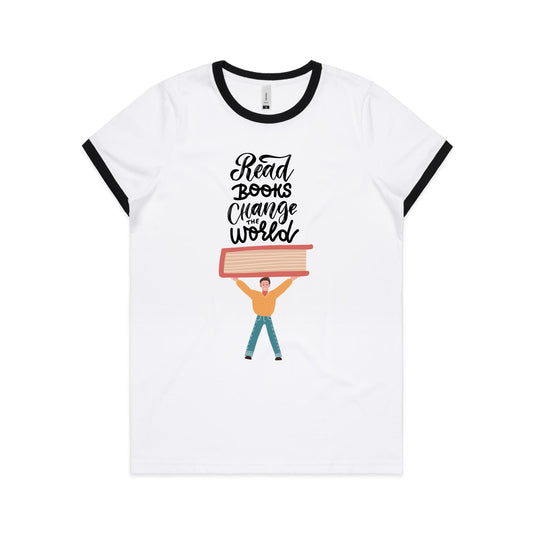 Read Books, Change The World - Women's Ringer Tee