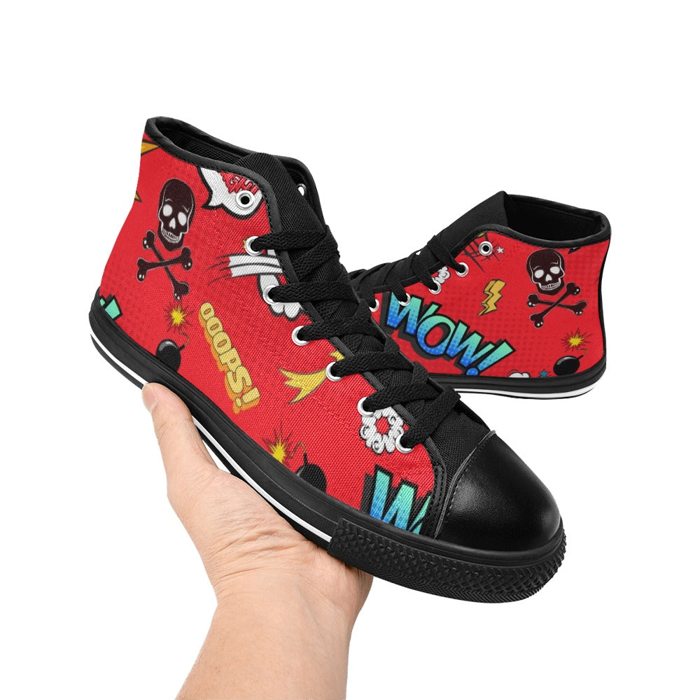 Comic Book Red - Men's High Top Canvas Shoes