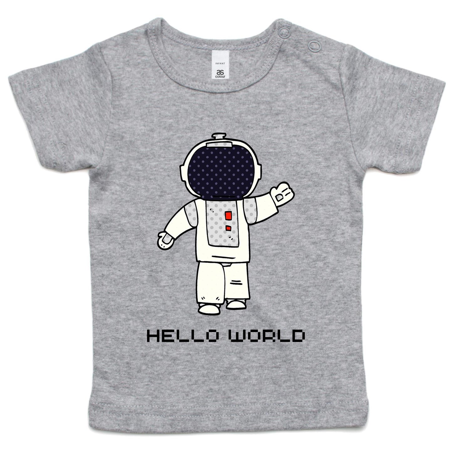 Astronaut, Hello World - Baby T-shirt Grey Marle Baby T-shirt Space