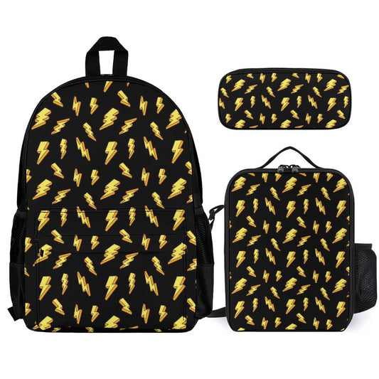 Lightning Bolts - School Backpack Three Piece Set