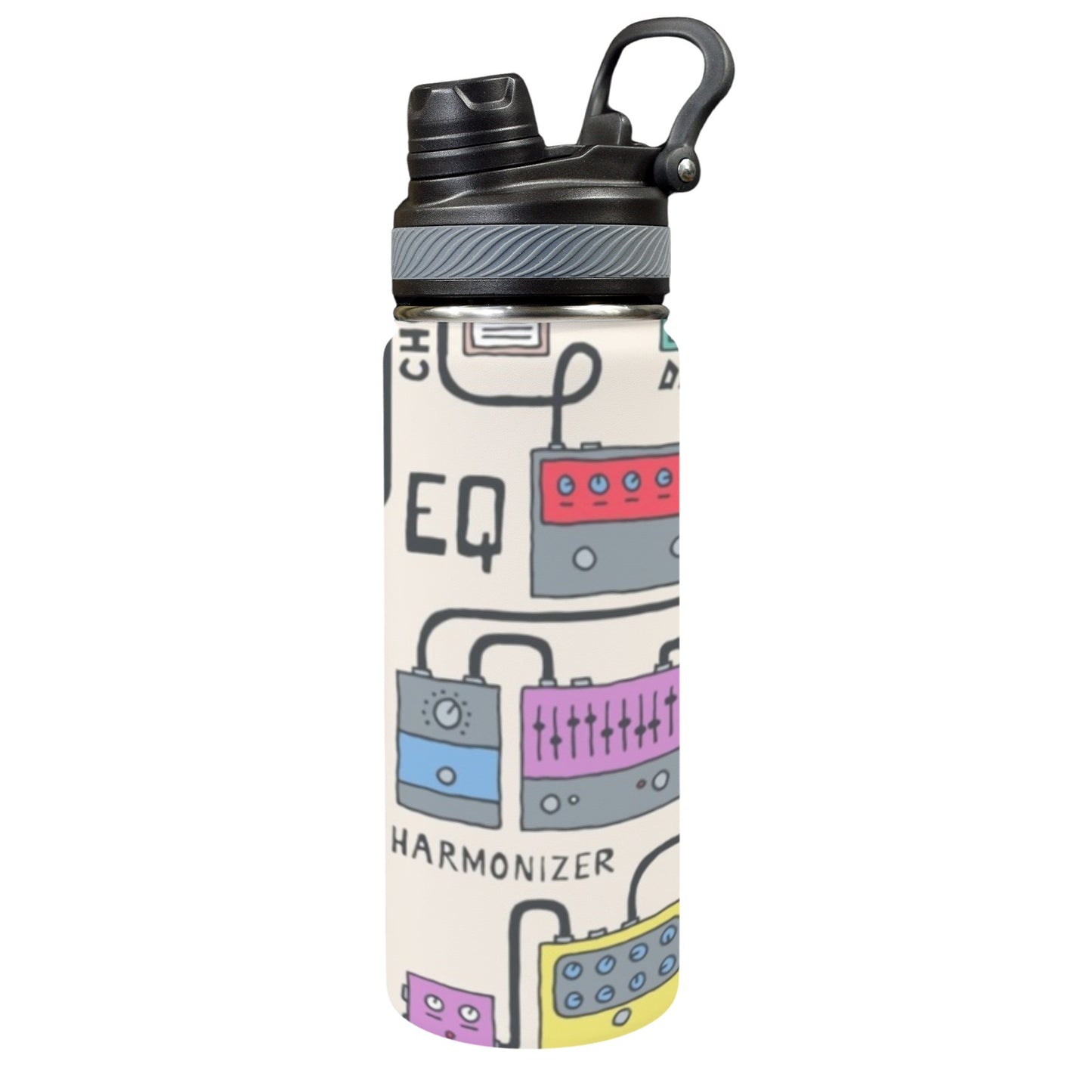 Guitar Pedals - Insulated Water Bottle with Dual-Use Lid (18oz) Insulated Water Bottle with Dual-Use Lid (18oz) Printed Offshore