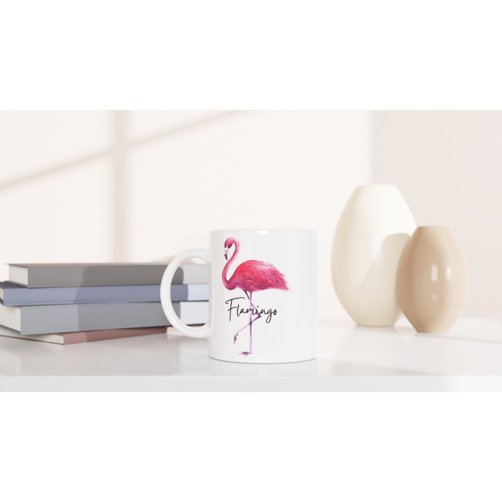 Flamingo - White 11oz Ceramic Mug Default Title White 11oz Mug animal