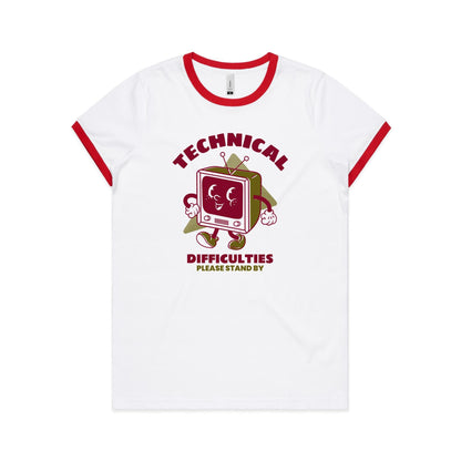 Technical Difficulties, Retro TV - Women's Ringer Tee