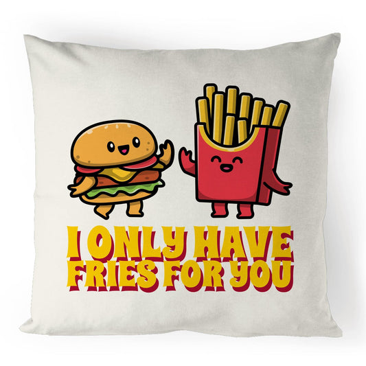 I Only Have Fries For You, Burger And Fries - 100% Linen Cushion Cover Default Title Linen Cushion Cover