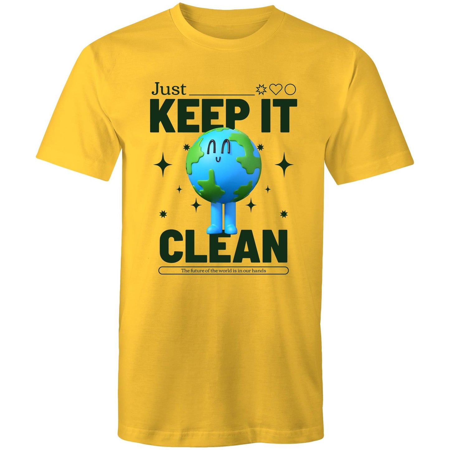 Earth, Just Keep It Clean - Mens T-Shirt Yellow Mens T-shirt Environment Printed In Australia