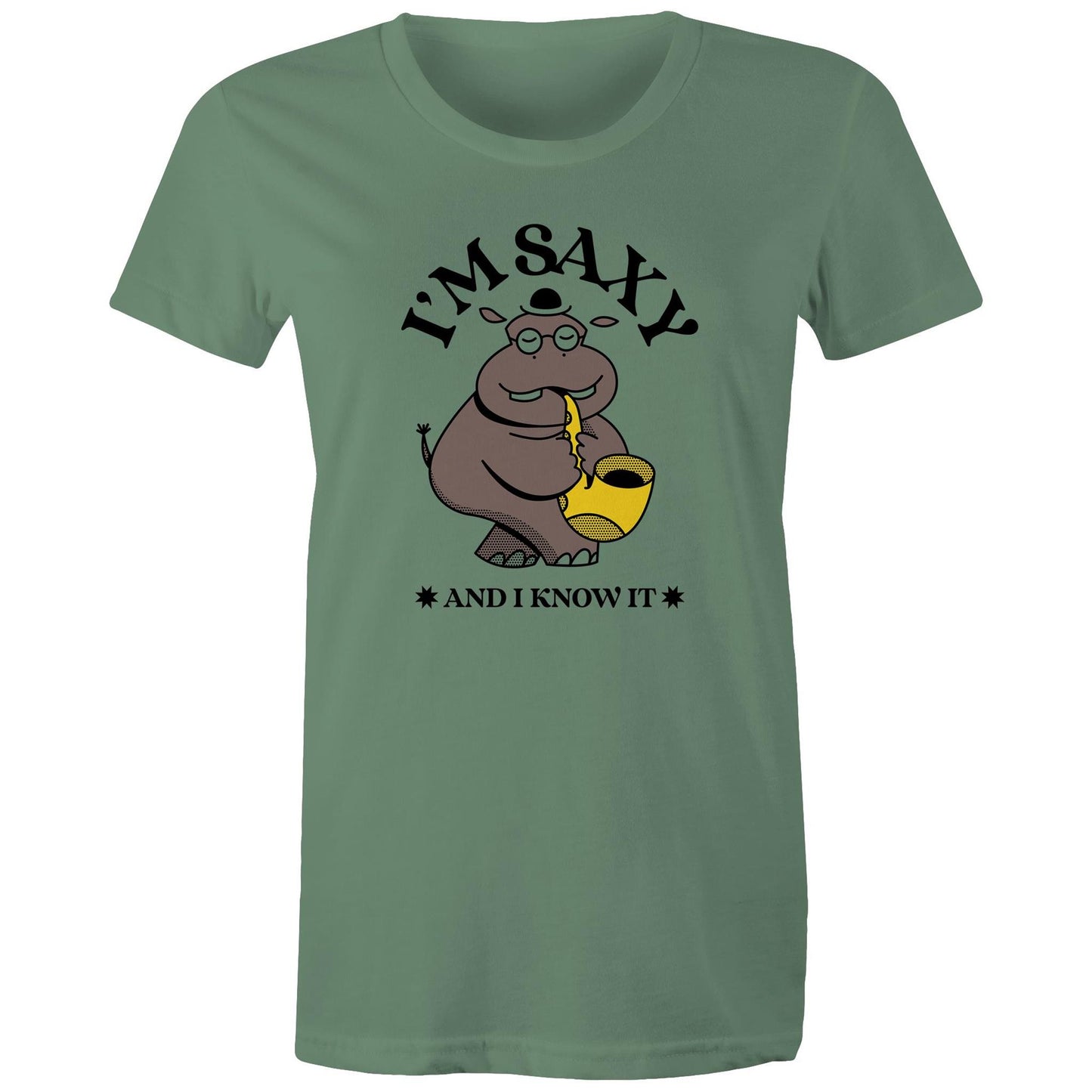 I'm Saxy And I Know It, Saxophone Hippo - Womens T-shirt