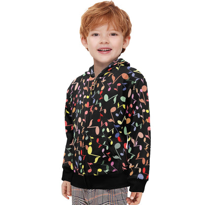 Quavers, Music Notes - Junior Boys Zip Up Hoodie