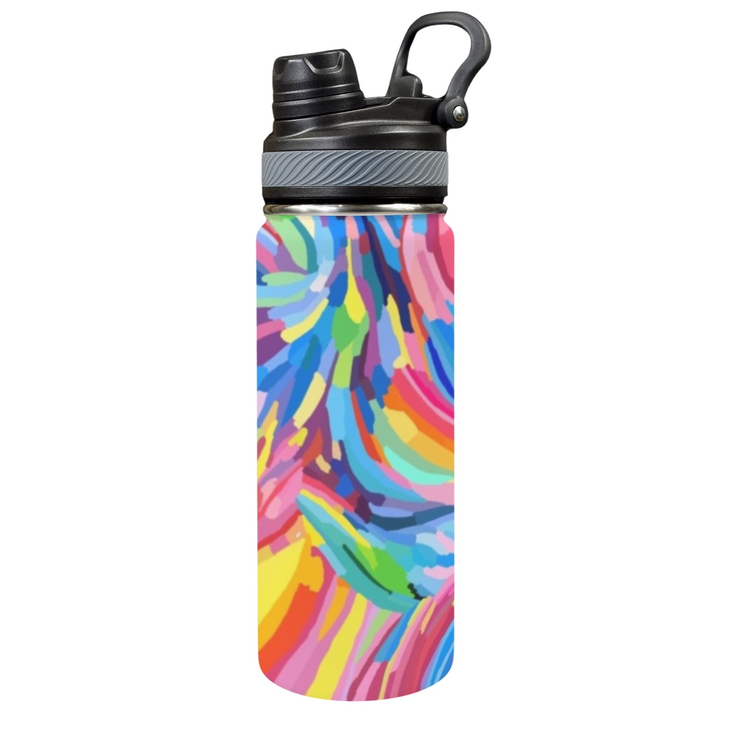 Brushstrokes - Insulated Water Bottle with Dual-Use Lid (18oz)