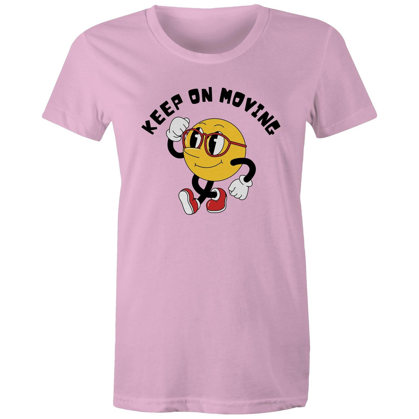 Keep On Moving - Womens T-shirt Pink Womens T-shirt Fitness Printed In Australia