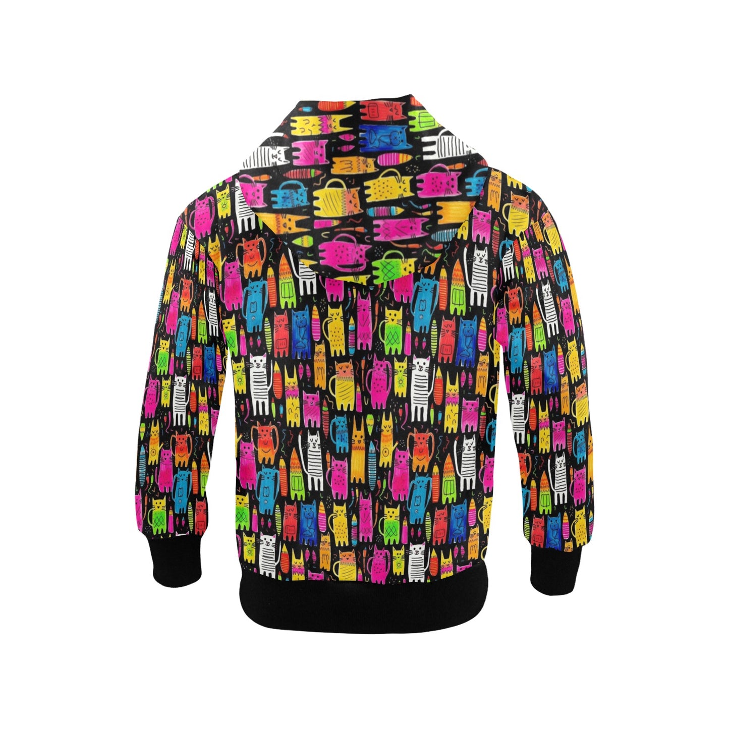 Colourful Cats - Senior Girls Zip Up Hoodie