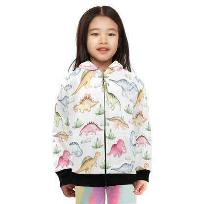 Dinosaur Garden - Junior Girls Zip Up Hoodie