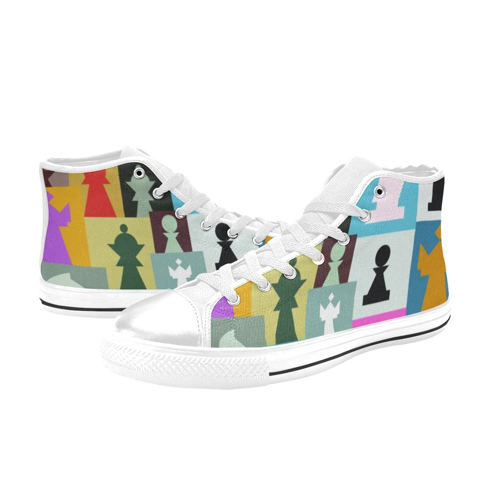 Colourful Chess - Women's High Top Canvas Shoes