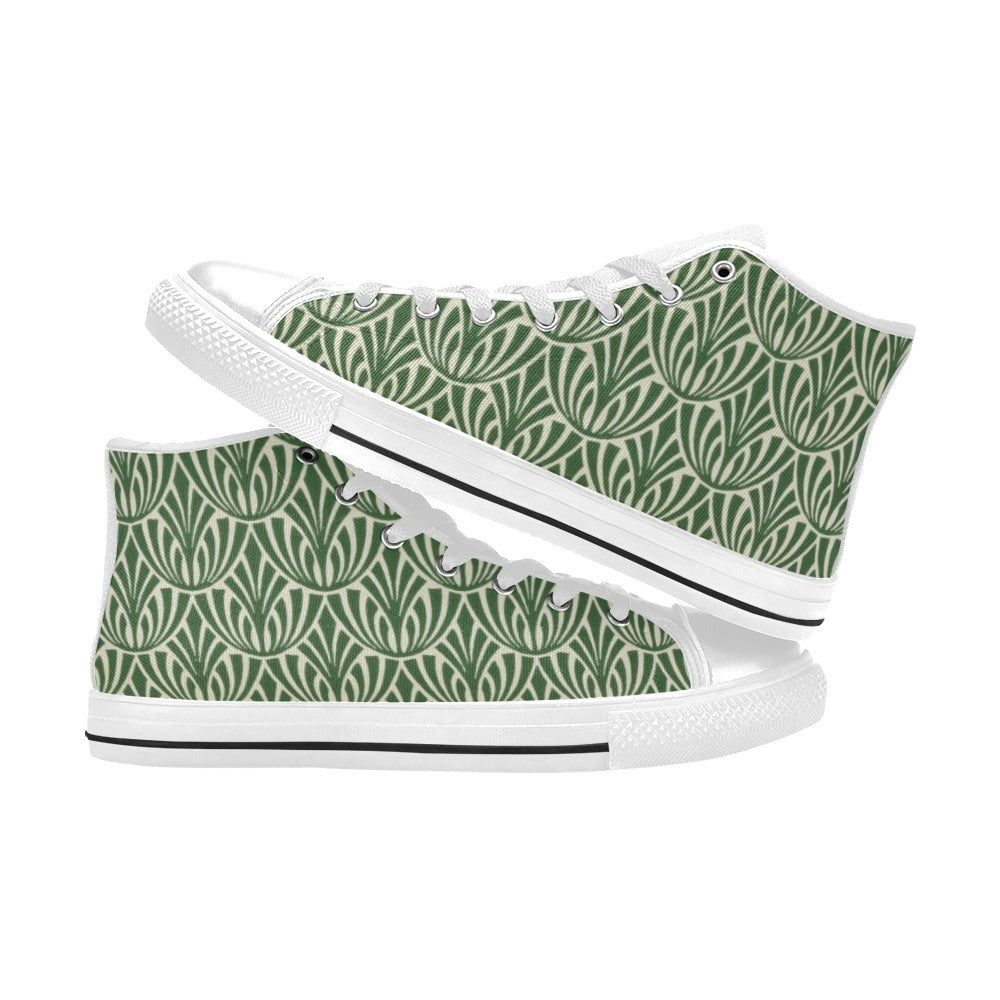 Green Pattern - Men's High Top Canvas Shoes