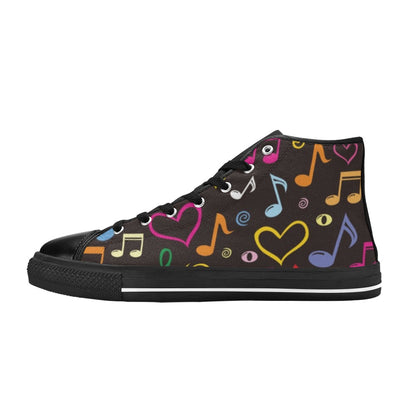 Music Notes - Women's High Top Canvas Shoes