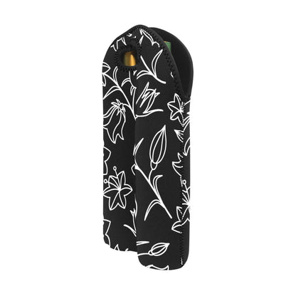 Black And White Floral - 2-Bottle Neoprene Wine Bag 2 Bottle Wine Bag Plants Printed Offshore