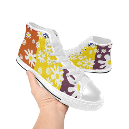 Floral Patchwork - Women's High Top Canvas Shoes